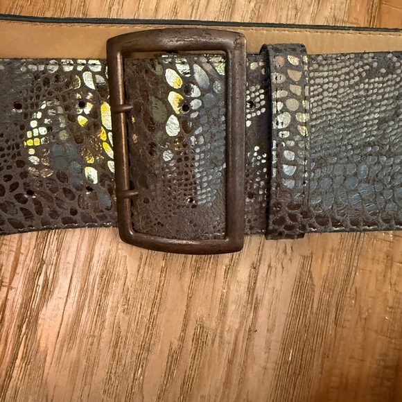 Metallic Snake Print Belt Fits up to 30 inch Width 3 inch main image 7